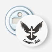 Duif met kruis flesopener button flesopener (Voorkant)