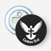 Duif met kruis flesopener button flesopener (Voorkant)