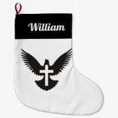 Duif met kruis kleine kerst kous grote kerstsok (Voorkant)