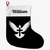 Duif met kruis kleine kerst kous grote kerstsok (Voorkant)