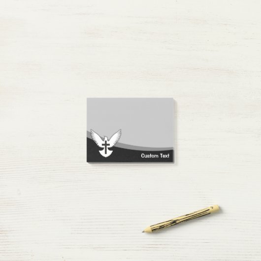 Duif met kruis post-it® notes (Op bureau)