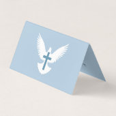 Duif met kruisblauw gevouwen Visitekaartje (Achterkant)