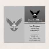 Duif met kruisgrijs verticaal gevouwen visitekaartje (Buitenkant ongevouwen)