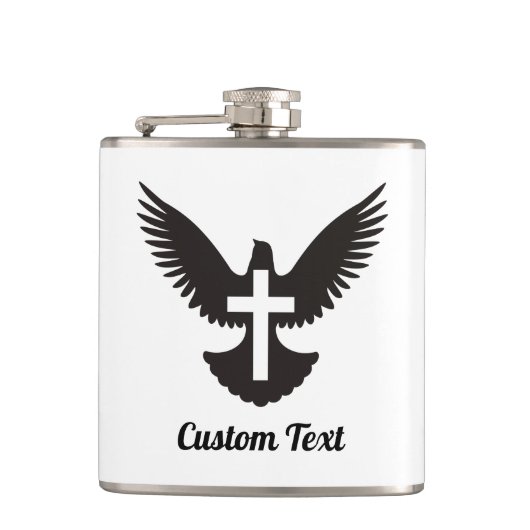 Duif met kruiskolf heupfles (Voorkant)