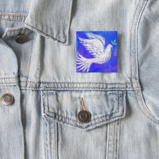 Duif met Olive Branch Button (In situ)