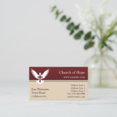 Duif met Rode Kruis en Beige Kerk Kaart Visitekaartje (Staand voorkant)