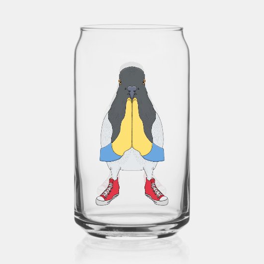Duif met Schoenen Blikvorm Glas (Voorkant)