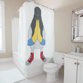 Duif met Schoenen Douchegordijn (In situ)