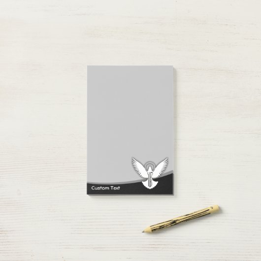 Duif met sleutel post-it® notes (Op bureau)