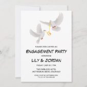 Duif met trouwring cartoon verloving kaart (Voorkant)