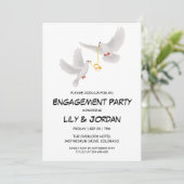 Duif met trouwring cartoon verloving kaart (Staand voorkant)