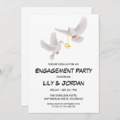 Duif met trouwring cartoon verloving kaart (Voorkant / Achterkant)