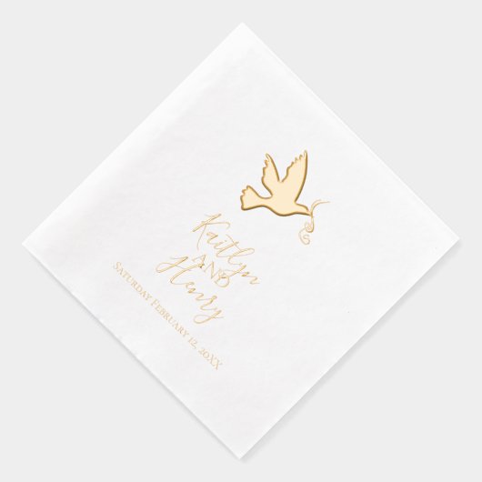 Duif met twee linten moderne bruiloft folie servetten (Rechts)