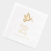 Duif met twee linten moderne bruiloft folie servetten (Links)