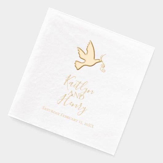 Duif met twee linten moderne bruiloft folie servetten (Links)