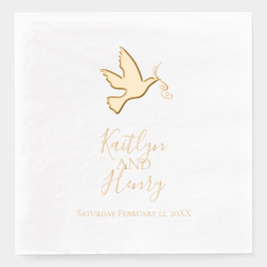 Duif met twee linten moderne bruiloft folie servetten (Voorkant)
