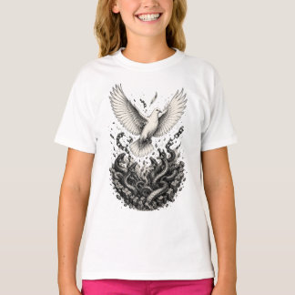 Duif Ontsnapt aan Slangenkuil Zwart-Wit Tattoo T-shirt
