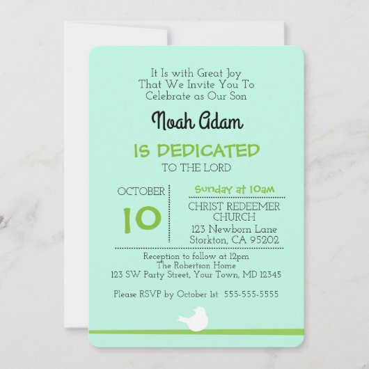 Duif op tak Blauwe Toewijding Uitnodiging (Voorkant)