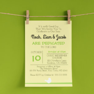 Duif op tak gele toewijding uitnodiging