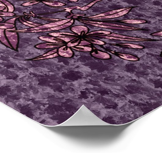 Duif op tak Paarse vogel Abstracte kunst Poster (Hoek)