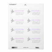 Duif paarse bruiloft retour antwoord groot adres etiket (Full Sheet)