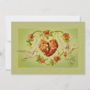  duif Roos hart bruiloft uitnodiging zomer