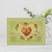 duif Roos hart bruiloft uitnodiging zomer (Staand voorkant)