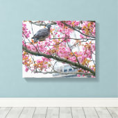 Duif rust op een boom tak canvas Print (Insitu (Houten vloer))