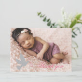 Duif schemerige roze meisjes doop foto bedankkaart (Staand voorkant)