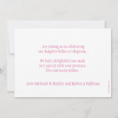 Duif schemerige roze meisjes doop foto bedankkaart (Achterkant)