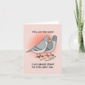 Duif Sharing French Fries Grappige Vriend Dank u Kaart (Voorkant)