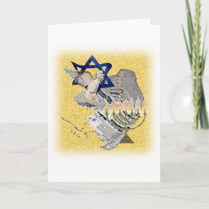 Duif Tallit Menorah met achtergrond Feestdagen Kaart