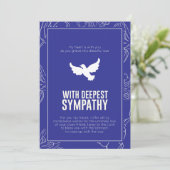 Duif van Herdenking Deep Blue ingelijste sympathie Kaart (Staand voorkant)
