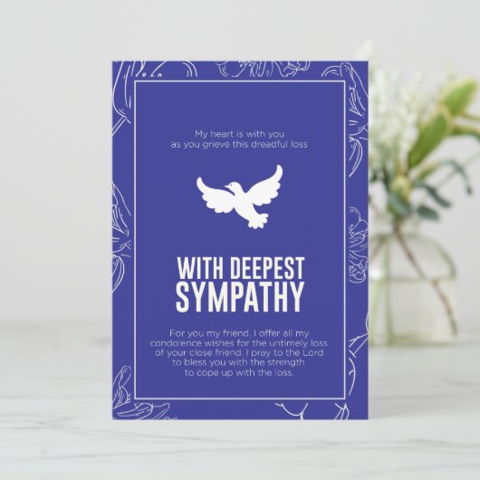 Duif van Herdenking Deep Blue ingelijste sympathie Kaart (Staand voorkant)