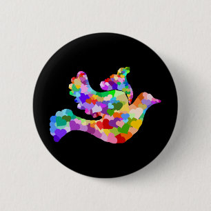 Duif van het hart ronde button 5,7 cm
