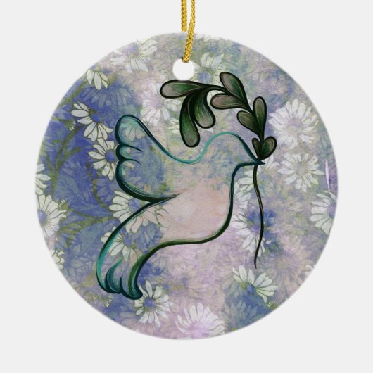 Duif van hoop en vrede keramisch ornament (Voorkant)