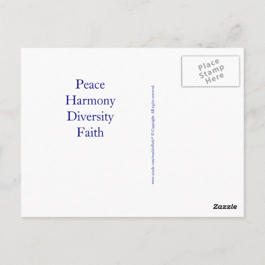 Duif van vrede, harmonie, diversiteit, geloof briefkaart (Achterkant)