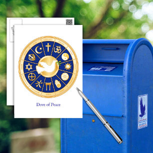 Duif van vrede, harmonie, diversiteit, geloof briefkaart
