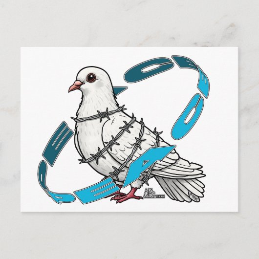 Duif van vrede in Barbed Wire Embrace Briefkaart (Voorkant)