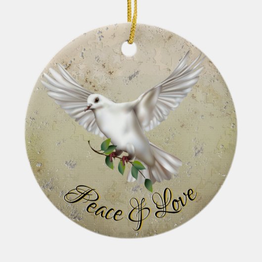 Duif van Vrede Keramisch Ornament (Voorkant)