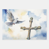 Duif van Vrede & Kruis Sereniteit Inpakpapier Vel (Voorkant 3)