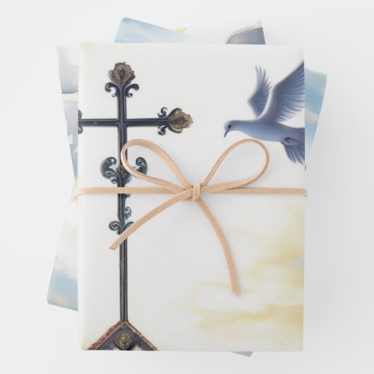 Duif van Vrede & Kruisreflectie Inpakpapier Vel (In situ)