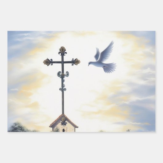 Duif van Vrede & Kruisreflectie Inpakpapier Vel (Voorkant)