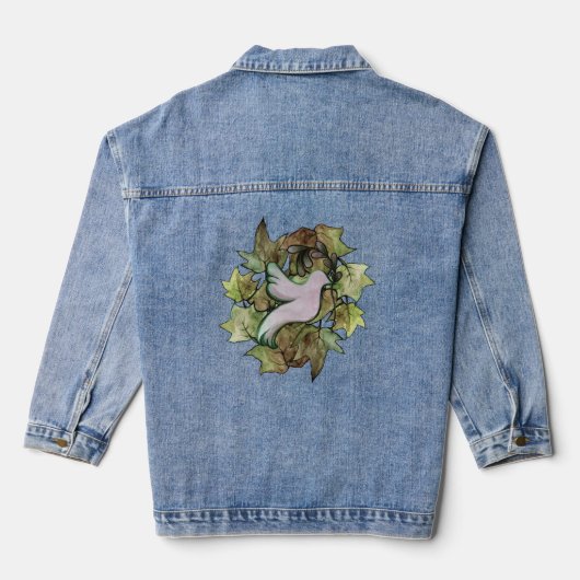 Duif van vrede op aarde en hoop op vrede in de wer denim jacket (Achterkant)