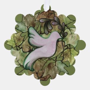 Duif van vrede op aarde en hoop op vrede in de wer ornament kaart