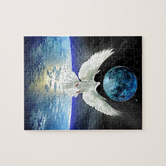Duif van Vrede over de Zonsopgang van de Aarde Legpuzzel (Horizontaal)