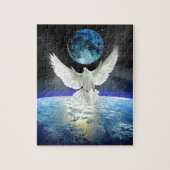 Duif van Vrede over de Zonsopgang van de Aarde Legpuzzel (Verticaal)