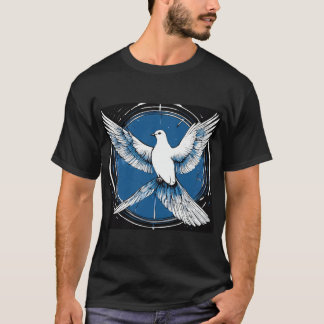 Duif van vrede, zwart wit blauw t-shirt