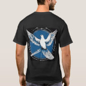 Duif van vrede, zwart wit blauw t-shirt (Achterkant)