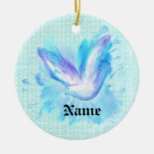 Duif vliegend keramisch ornament